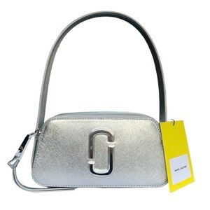 Marc Jacobs New With Tags/The Slingshot/Snapshot Silver Leather Handbag …